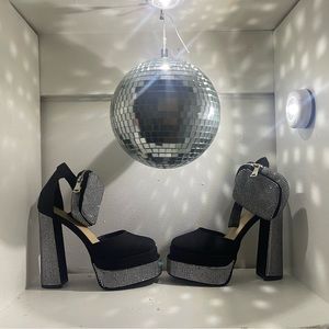 Azalea Wang Diamond Sparkle High Heels w Coin Purse Attached